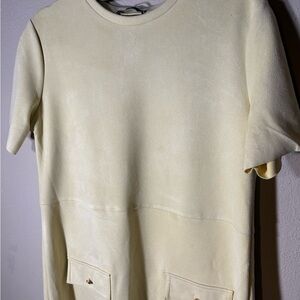Zara Light Yellow Faux Suede Textured Fabric